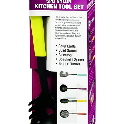 Prima 5‑Piece Nylon Kitchen Tool Set – Heat‑Resistant, Non‑Scratch Utensils with Ergonomic Colour Handles | Kumperi