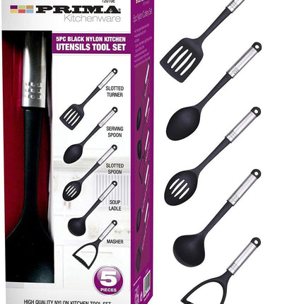 Prima 5‑Piece Nylon Kitchen Utensils Tool Set with Stainless Steel Handles | Kumperi