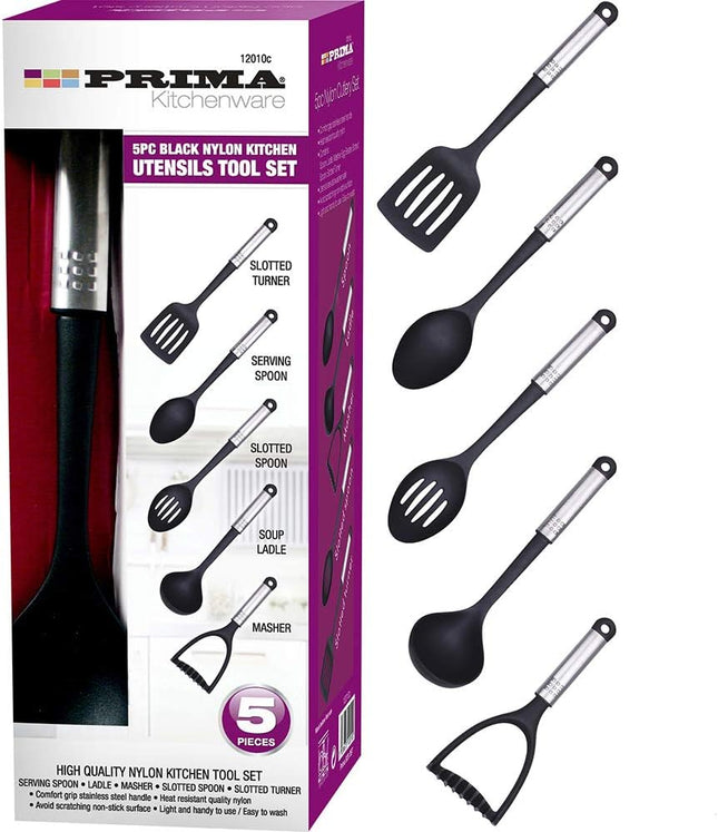 Prima 5‑Piece Nylon Kitchen Utensils Tool Set with Stainless Steel Handles | Kumperi