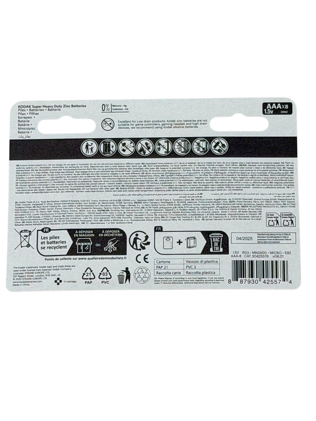 Kodak AAA Super Heavy Duty Zinc Batteries (8-Pack) | Long-Lasting Power | Kumperi