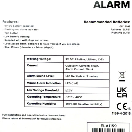 Daewoo Optical Smoke Alarm, Loud 85dB Alarm, Kumperi