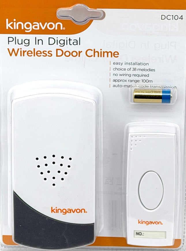 Kingavon Plug-In Digital Wireless Door Chime – 38 Melodies, 100m Range