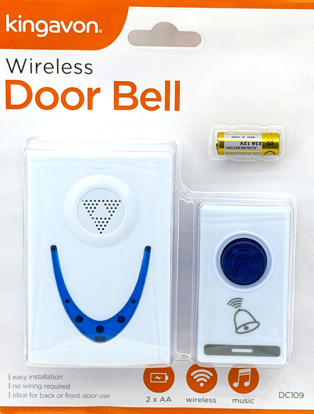 Kingavon Wireless Door Bell DC109 | 38 Melodies | 80m Range | Battery Operated | KUMPERI