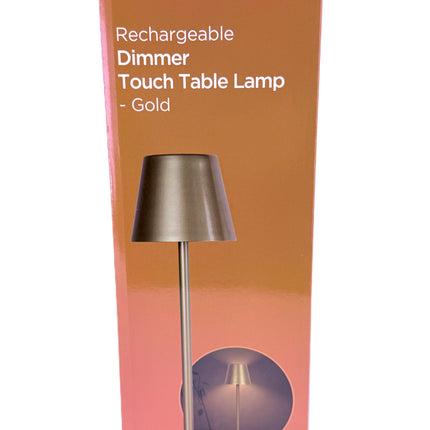 Kingavon Rechargeable Dimmer Touch Table Lamp - Gold | 3 Brightness Levels | KUMPERI
