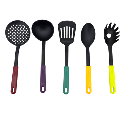 Prima 5‑Piece Nylon Kitchen Tool Set – Heat‑Resistant, Non‑Scratch Utensils with Ergonomic Colour Handles | Kumperi