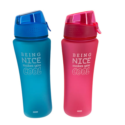 Kumperi 650ml “Being Nice Makes You Cool” Water Bottle – Flip‑Top, Leakproof, BPA‑Free, Carry Strap, Multiple Colours