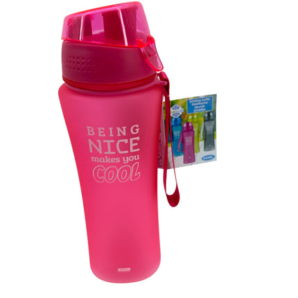 Kumperi 650ml “Being Nice Makes You Cool” Water Bottle – Flip‑Top, Leakproof, BPA‑Free, Carry Strap, Multiple Colours