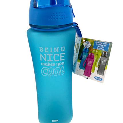 Kumperi 650ml “Being Nice Makes You Cool” Water Bottle – Flip‑Top, Leakproof, BPA‑Free, Carry Strap, Multiple Colours