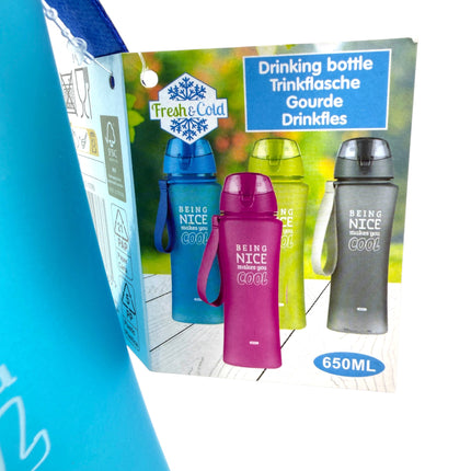 Kumperi 650ml “Being Nice Makes You Cool” Water Bottle – Flip‑Top, Leakproof, BPA‑Free, Carry Strap, Multiple Colours