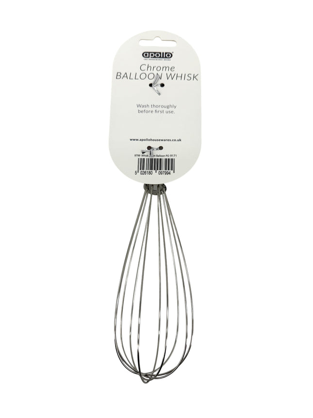 Kumperi Apollo Chrome Balloon Whisk – Stainless Steel Wires, Comfort Spring Handle, Lightweight Mixer for Baking & Sauces