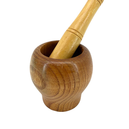 Kumperi Wooden Mortar & Pestle – Compact Herb & Spice Grinder, 10 cm Bowl, 14 cm Pestle, Handcrafted Beech Finish
