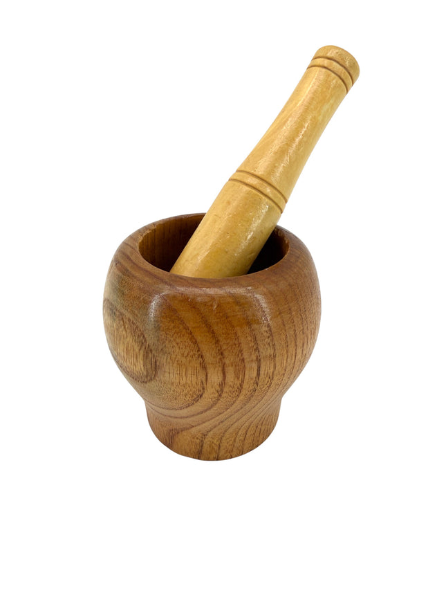Kumperi Wooden Mortar & Pestle – Compact Herb & Spice Grinder, 10 cm Bowl, 14 cm Pestle, Handcrafted Beech Finish