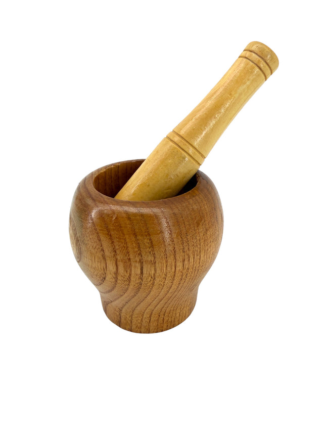Kumperi Wooden Mortar & Pestle – Compact Herb & Spice Grinder, 10 cm Bowl, 14 cm Pestle, Handcrafted Beech Finish