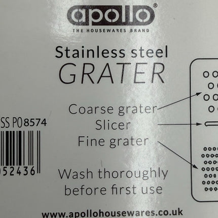 Apollo Stainless Steel Multi-Surface Grater - 3-in-1 Coarse Fine Slicer - Professional Kitchen Grater - Available at Kumperi