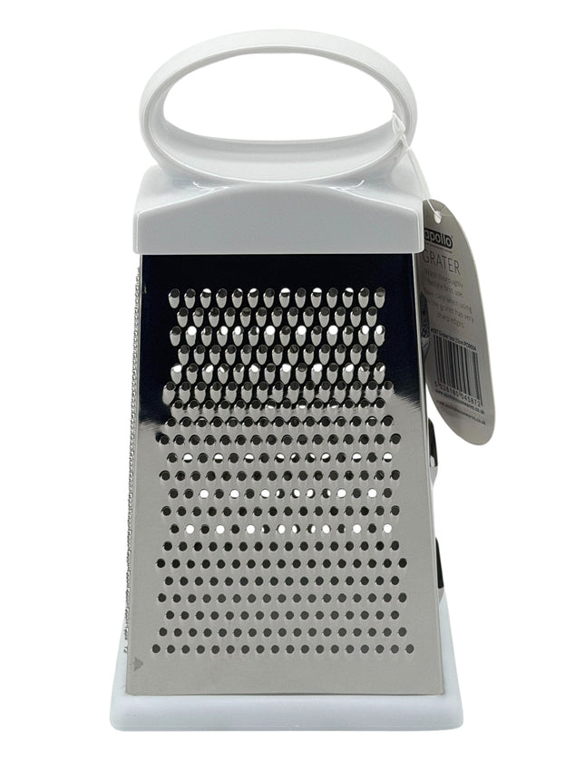 Apollo 4-Sided Box Grater White Handle Stainless Steel Multi-Function Kitchen Grater with Non-Slip Base | Kumperi