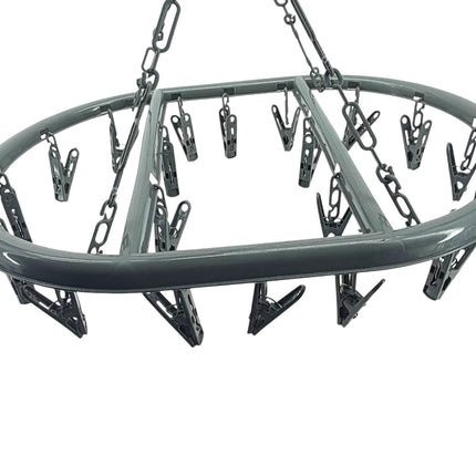 Bright & Homely Hanging Clothes Airer 20 Pegs Weather Resistant Oval Drying Rack with Chain Hooks | Kumperi