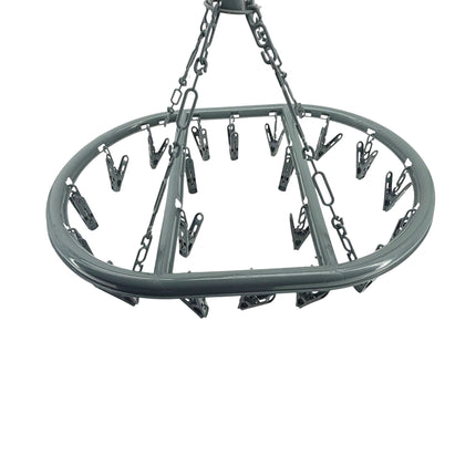 Bright & Homely Hanging Clothes Airer 20 Pegs Weather Resistant Oval Drying Rack with Chain Hooks | Kumperi