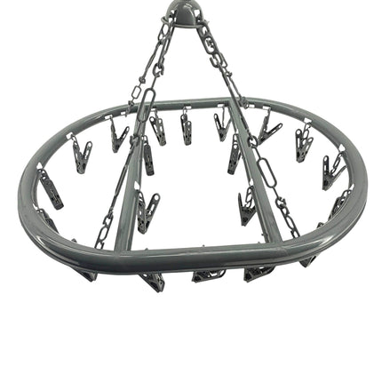 Bright & Homely Hanging Clothes Airer 20 Pegs Weather Resistant Oval Drying Rack with Chain Hooks | Kumperi