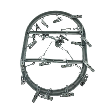 Bright & Homely Hanging Clothes Airer 20 Pegs Weather Resistant Oval Drying Rack with Chain Hooks | Kumperi