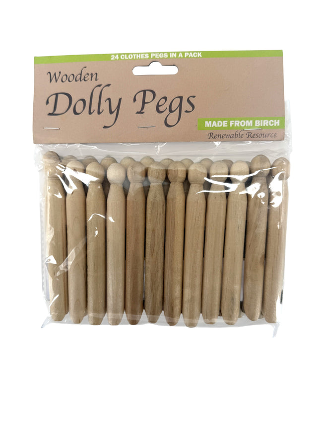 Wooden Dolly Pegs 24 Pack Made from Birch - Traditional Clothes Pegs Renewable Resource Natural Wood | Kumperi
