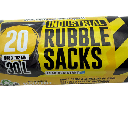 20 Industrial Rubble Sacks - Heavy Duty Waste Bags 30L | Bags 508x762mm | Kumperi