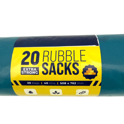 20 Extra Strong Rubble Sacks - Heavy Duty Bags 40L | Waste Bags 508x762mm | Kumperi