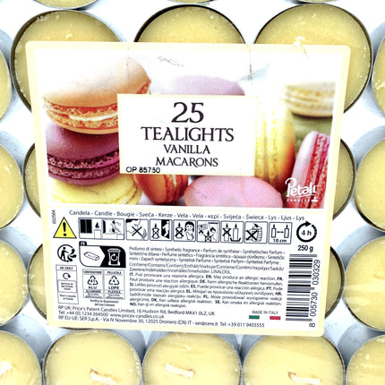 25 Vanilla Macarons Tealights Pack - Scented Tea Light Candles | Sweet Vanilla Fragrance | Quality Candles | Kumperi