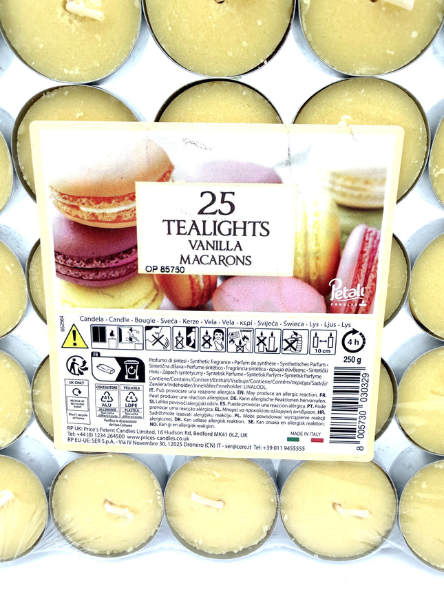 25 Vanilla Macarons Tealights Pack - Scented Tea Light Candles | Sweet Vanilla Fragrance | Quality Candles | Kumperi