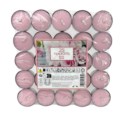 25 Rose Tealights Pack - Scented Tea Light Candles | Romantic Rose Fragrance | Quality Candles | Kumperi