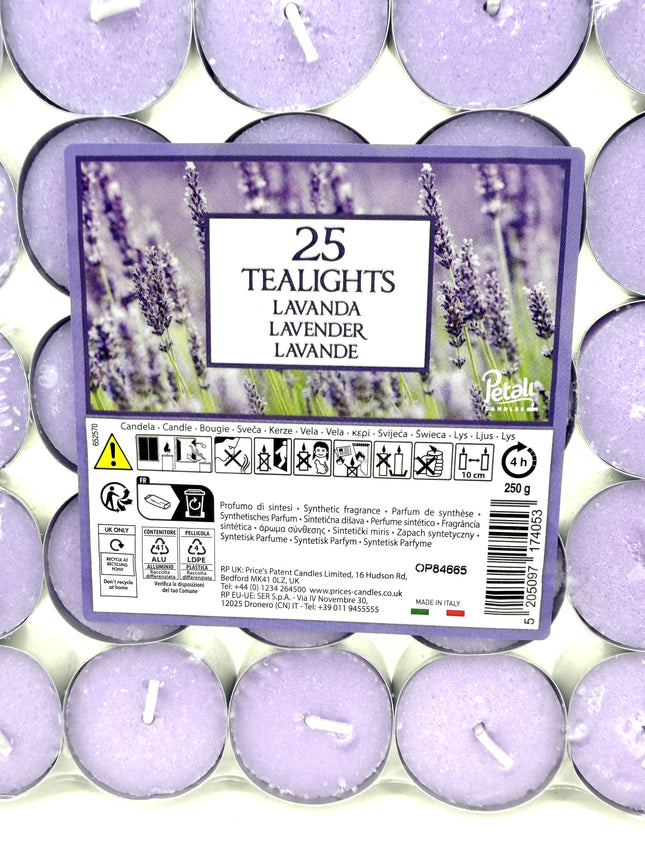 25 Lavender Tealights Pack - Scented Tea Light Candles | Relaxing Lavender Fragrance | Kumperi