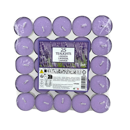 25 Lavender Tealights Pack - Scented Tea Light Candles | Relaxing Lavender Fragrance | Kumperi