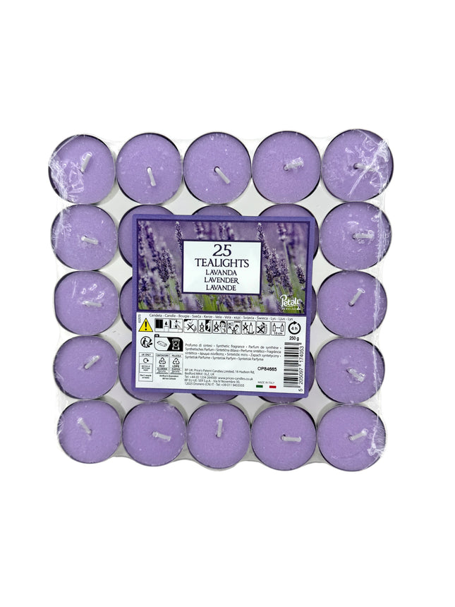 25 Lavender Tealights Pack - Scented Tea Light Candles | Relaxing Lavender Fragrance | Kumperi