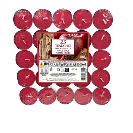 25 Apple Spice Tealights Pack - Scented Tea Light Candles | Warm Spiced Apple Fragrance | Quality Candles | Kumperi