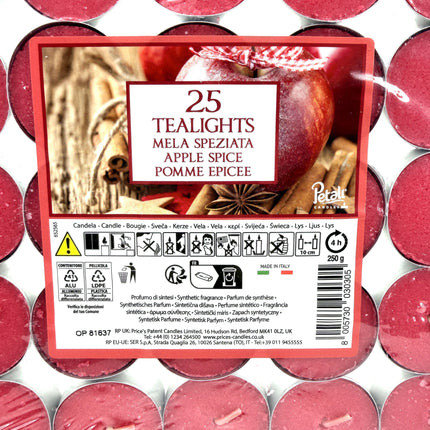 25 Apple Spice Tealights Pack - Scented Tea Light Candles | Warm Spiced Apple Fragrance | Quality Candles | Kumperi