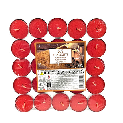 25 Cinnamon Tealights Pack - Scented Tea Light Candles | Warm Spice Fragrance | Premium Quality | Kumperi