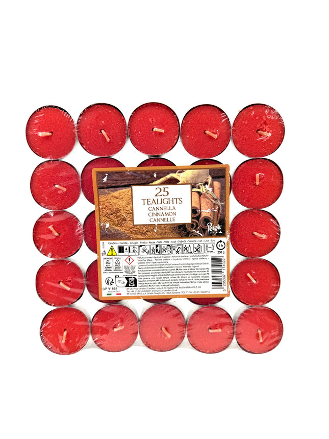 25 Cinnamon Tealights Pack - Scented Tea Light Candles | Warm Spice Fragrance | Premium Quality | Kumperi