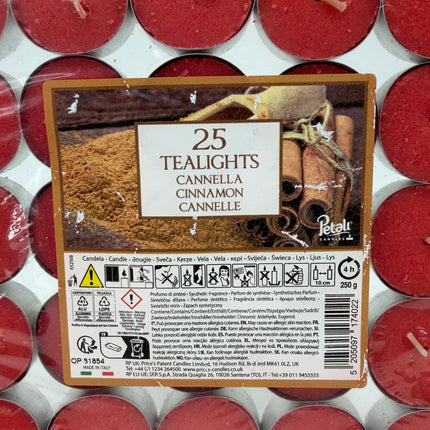 25 Cinnamon Tealights Pack - Scented Tea Light Candles | Warm Spice Fragrance | Premium Quality | Kumperi