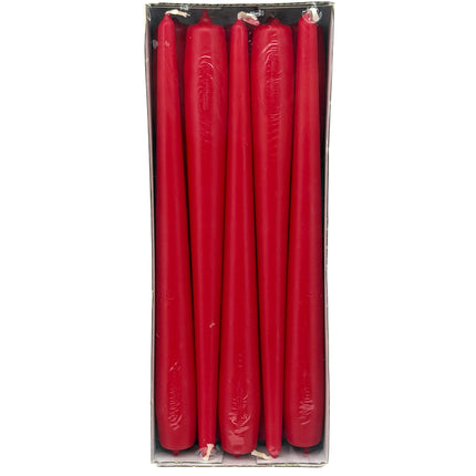 Tapered Dinner Candles 10 Pack - Premium Red Dinner Candles 24.5cm | 8 Hour Burn Time | Classic Table Candles for Dining & Events | Kumperi