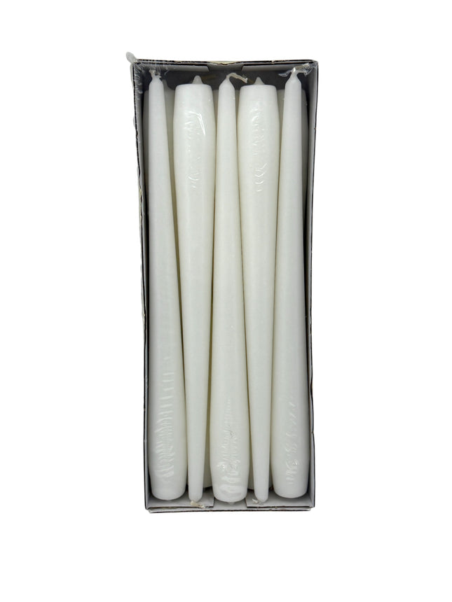 Tapered Dinner Candles 10 Pack - Premium White Dinner Candles 24.5cm | 8 Hour Burn Time | Classic Table Candles for Dining & Events | Kumperi