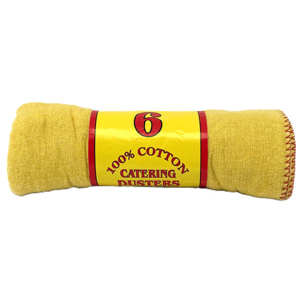 100% Cotton Catering Dusters 6 Pack - Premium Yellow Cotton Cleaning Cloths | Professional Kitchen Dusters | Commercial Grade Cleaning Supplies | Kumperi