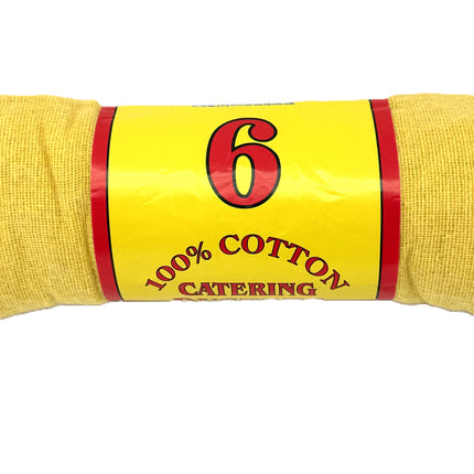 100% Cotton Catering Dusters 6 Pack - Premium Yellow Cotton Cleaning Cloths | Professional Kitchen Dusters | Commercial Grade Cleaning Supplies | Kumperi