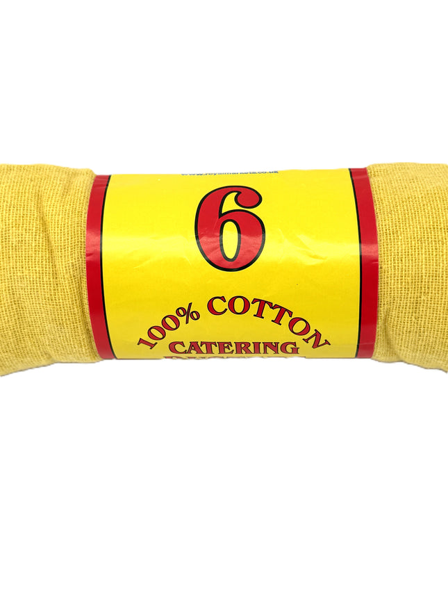 100% Cotton Catering Dusters 6 Pack - Premium Yellow Cotton Cleaning Cloths | Professional Kitchen Dusters | Commercial Grade Cleaning Supplies | Kumperi