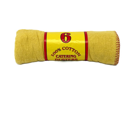 100% Cotton Catering Dusters 6 Pack - Premium Yellow Cotton Cleaning Cloths | Professional Kitchen Dusters | Commercial Grade Cleaning Supplies | Kumperi