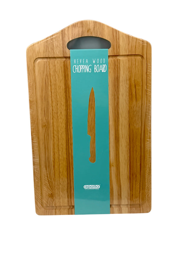 Apollo Extra Large Hevea Wood Chopping Board - 45 x 28 x 2 cm | Handle & Juice Groove | Sustainable Kitchen at Kumperi