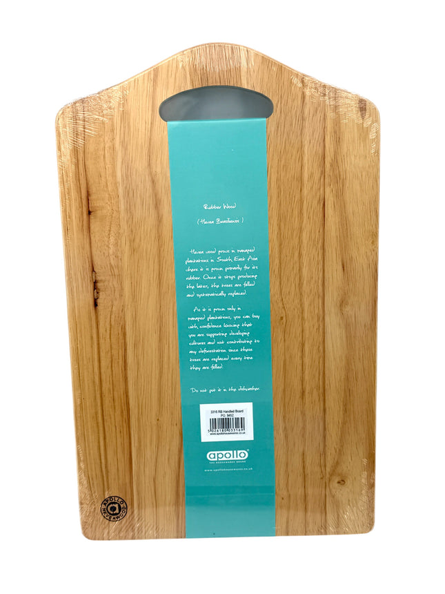 Apollo Extra Large Hevea Wood Chopping Board - 45 x 28 x 2 cm | Handle & Juice Groove | Sustainable Kitchen at Kumperi