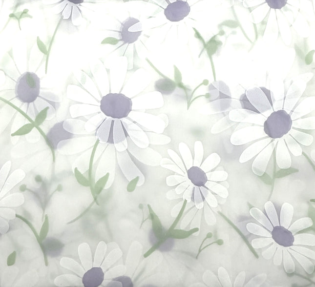 Bathroom Solutions® 100% PEVA Shower Curtain - Lilac & Green Daisy Floral Print | 180x180cm | 12 Hooks | Kumperi Home