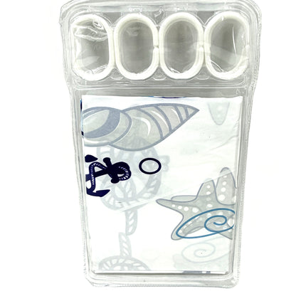 Adorn Nautical PEVA Shower Curtain 180 cm x 180 cm Set | KUMPERI