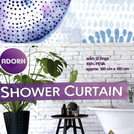 Adorn Dot Pattern PEVA Shower Curtain 180 cm x 180 cm Set | KUMPERI