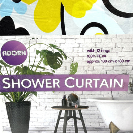 Adorn Floral Pattern PEVA Shower Curtain 180 cm x 180 cm Set | KUMPERI