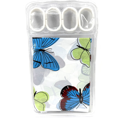 Adorn Butterfly Pattern PEVA Shower Curtain 180 cm x 180 cm Set | KUMPERI